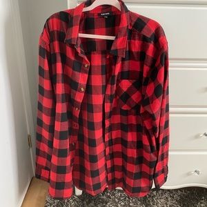 Oversized plaid button-up